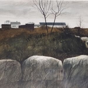 Field Stone by Sherman Groenke Watercolor Painting 26x20 #eshopchicago